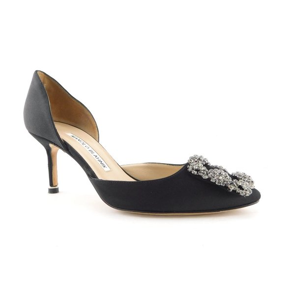 Manolo Blahnik Shoes - MANOLO BLAHNIK Crystal Black D'orsay Heel Pumps 35